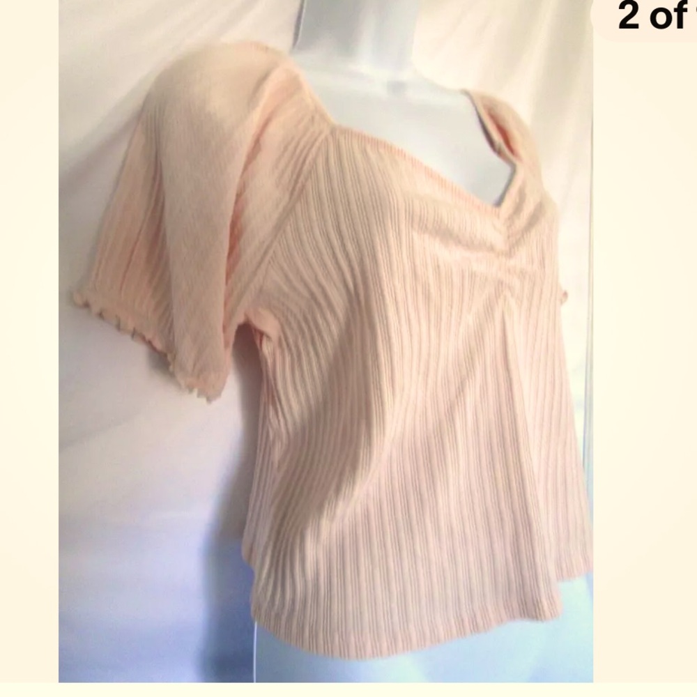 Abound cotton blush petal pink cropped blouse 3x